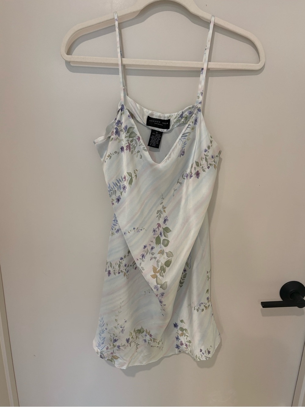 Vintage Silk Floral Slip Dress Short Nighty Nightgown Luxury Sexy Feminine Fairy